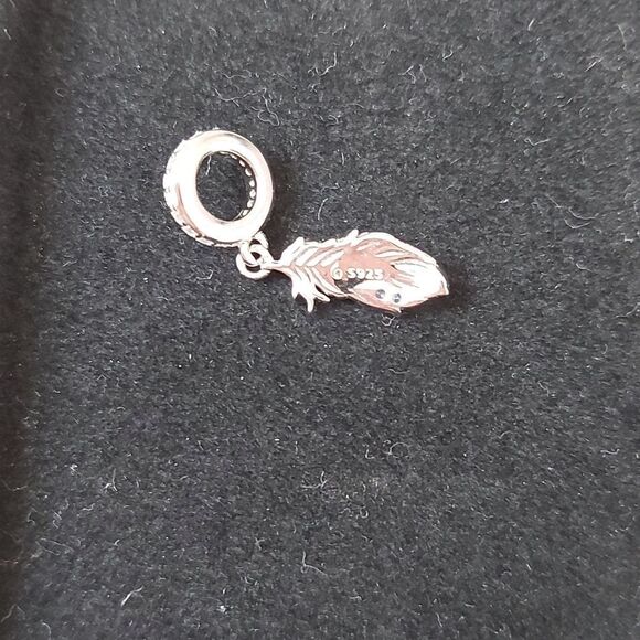 925 Sterling Silver Feather Charm - Picture 4 of 6